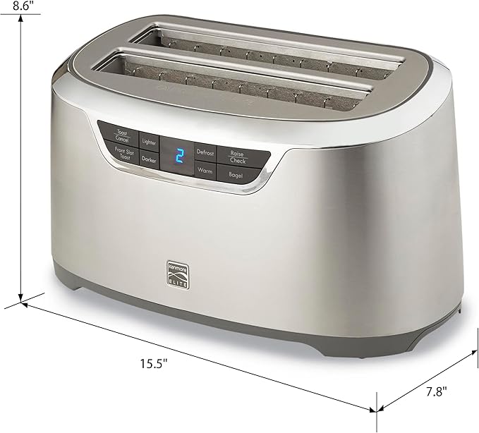 Kenmore Elite toaster 4-slice -wide slot countertop stainless steel Auto lift toasters grill or toast bread bagel &amp buns commercial easy tray clean function with compact pop up tostadora de pan