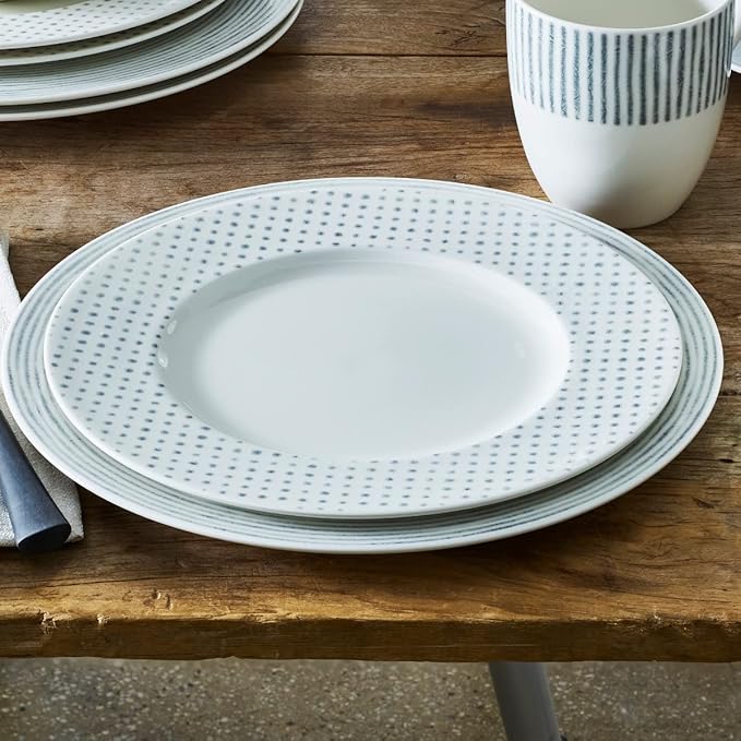 Noritake Grey Hammock 12-Piece Rim Dinnerware Set Service for 4