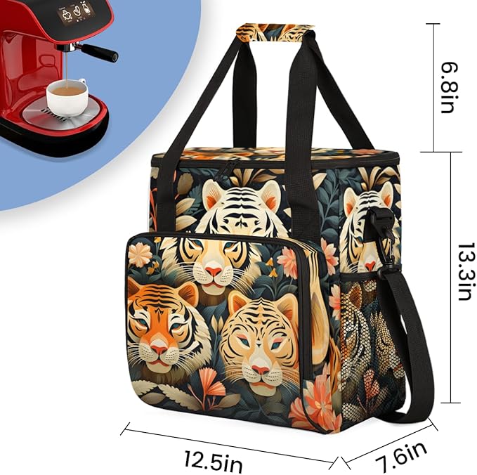 Tigers Coffee Maker Carrying Bag Portable Travel Storage Tote Bag Compatible with K-Mini or K-Mini Plus Single Serve Coffee Brewer Carrying Case with Multiple Pockets &amp Shoulder Strap