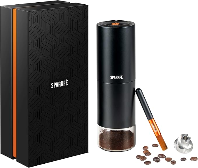 Portable Electric Coffee Grinder Rechargeable Handheld Grinder with Stainless Steel Conical Burr Adjustable Grind Settings for Espresso Moka Pour Over French Press Cold Brew Obsidian