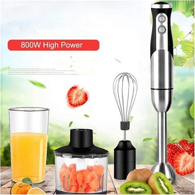 800W 4-in-1 Multi-function Immersion Hand Blender Stick Blender with Chopping Bowl Milk Frother Egg Whisk Beaker for Food/Smoothies/Soups BPA-Free
