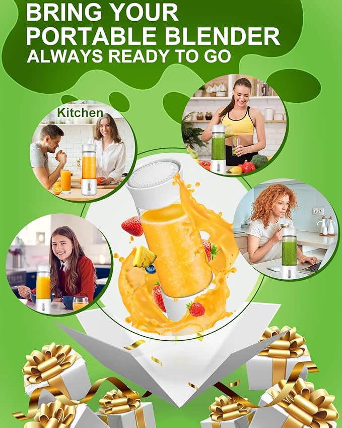 Portable Blender Portable Blender for Shakes and Smoothies Personal Size Blender for Shakes and Smoothies with 6 Blades 17 Oz USB Rechargeable Mini Blender shake Smoothie for Kitchen/Travel/Gym