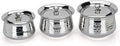 Sumeet Stainless Steel Handcrafted Hammered Texture Handi Set with Lid for Kitchen Set of 3 950ml 1300ml &amp 1700ml Silver
