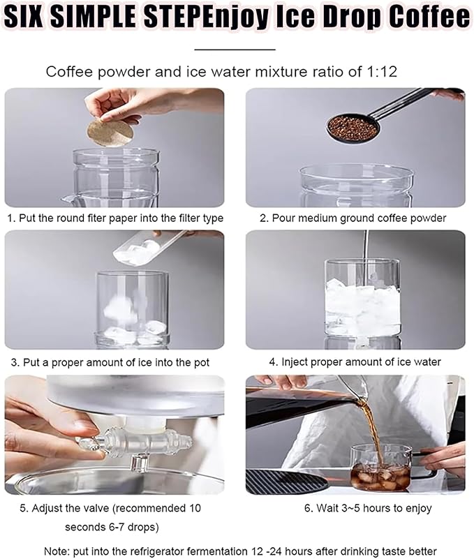 Cold Brew Coffee Drip TowerIce Drip Coffee Maker with Adjustable Water Flow 600ml/ Borosilicate Glass Machine With Slow Drip Technology for Home Office(Color:B)