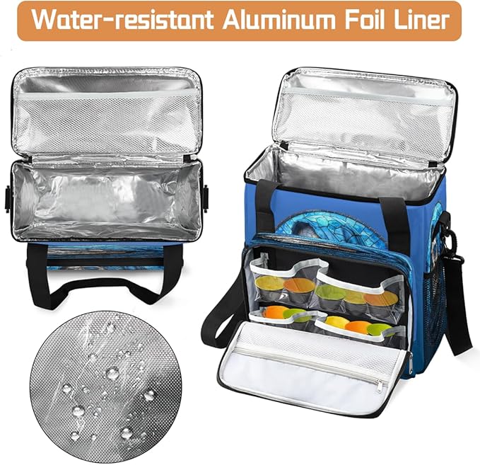 Halloween Skull Blue Coffee Maker Carring Bag Travel Carrying Storage Tote Bag Compatible with Keurig K-Mini or K-Mini Plus Portable Single Serve Coffee Brewer Case with Pockets for K-cup Pods