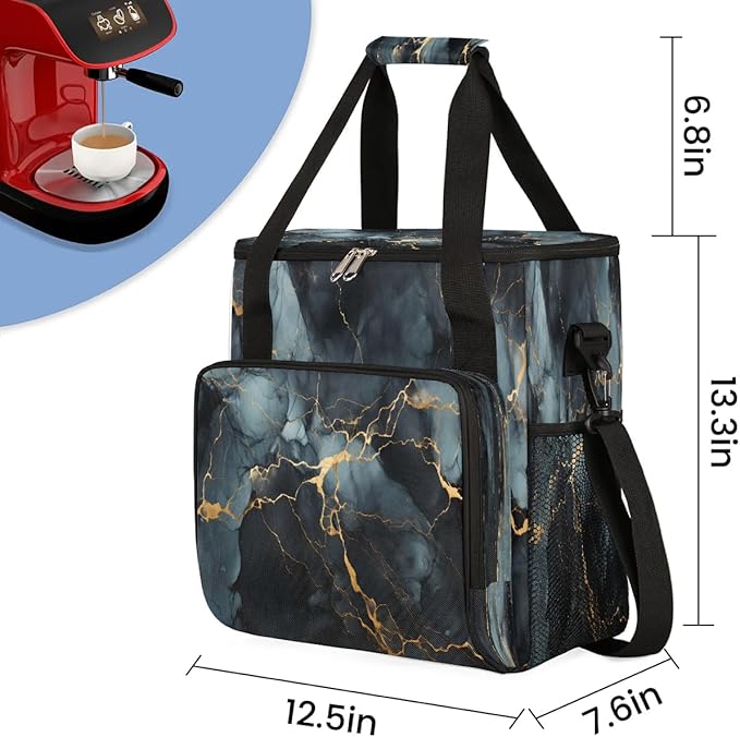 Plain Marble Pattern Coffee Maker Carrying Bag for Keurig K-Mini or K-Mini Plus Storage Portable Coffee Maker Travel Bag