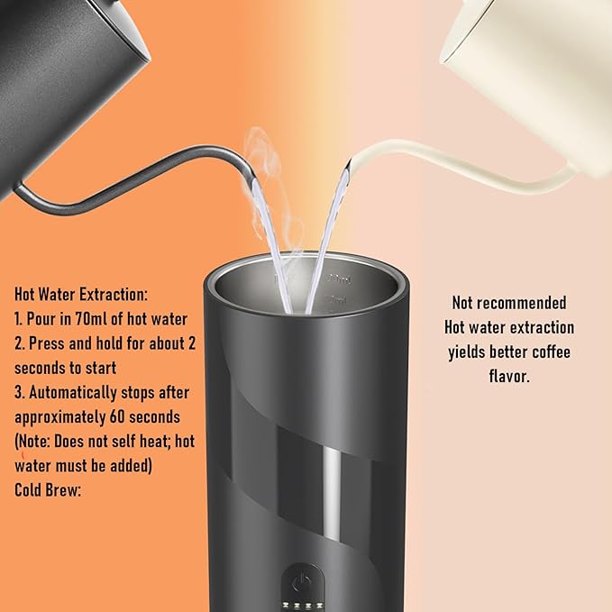 Portable Coffee Maker 304 Stainless Steel Capsule Coffee Machine USB Rechargeable with One Button Start for Travel Camping Car Outdoor