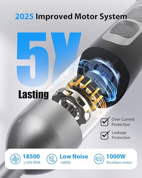 1000W Powerful Immersion Blender Handheld 2025 New Update Hand Blender with 25-Speed and Heavy-Duty Copper Motor
