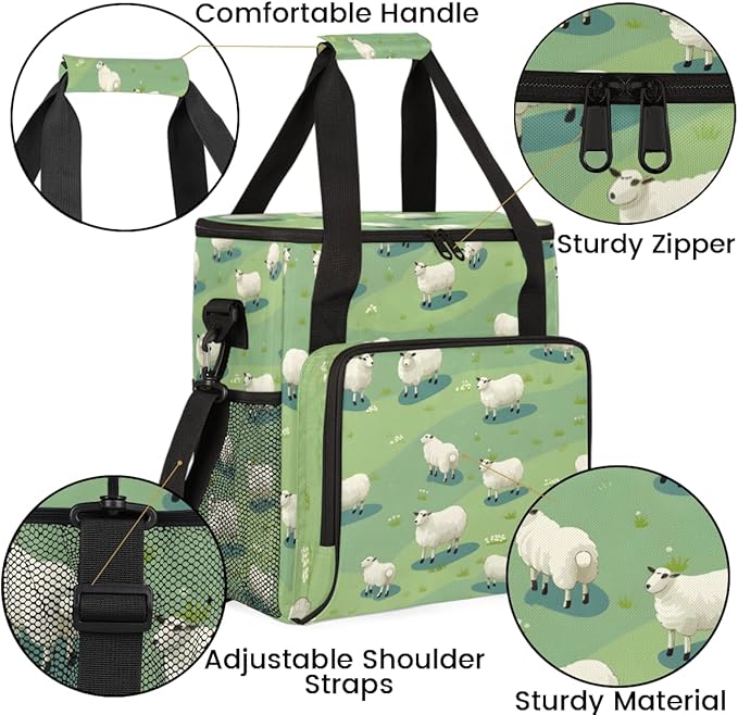 Cute Sheep Coffee Maker Carrying Bag Steppe Grasses Travel Storage Bag Compatible with K-Mini or K-Mini Plus Single Serve Coffee Brewer Carrying Case with Multiple Pockets &amp Shoulder Strap