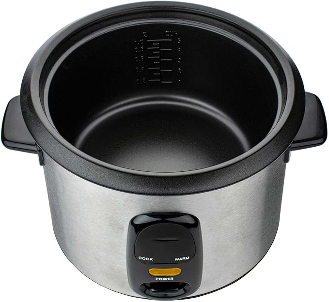 10-Cup Electric Rice Cooker and Steamer – Stainless Steel One-Touch Rice Maker with Keep Warm Function Non-Stick Pot and Glass Lid