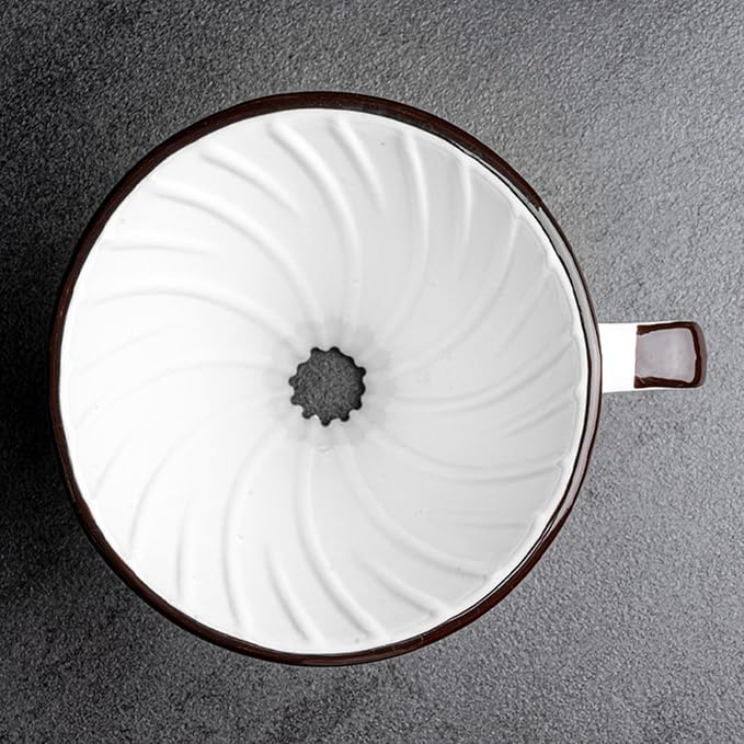 Ceramic Pour Over Coffee Dripper Hand painted Coffee Drip Filter Pour Over Coffee Maker Ceramic Slow Brewing Accessories for Home Cafe Restaurants (V011-2Cups)