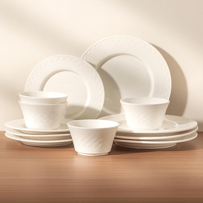 Dinnerware sets plates and bowls sets modern platesCeramic Dinnerware Sets12 Pieces Porcelain Lightweight PlatesScratch Resistant Dish Set (style - 6 4 - Set (12pcs))