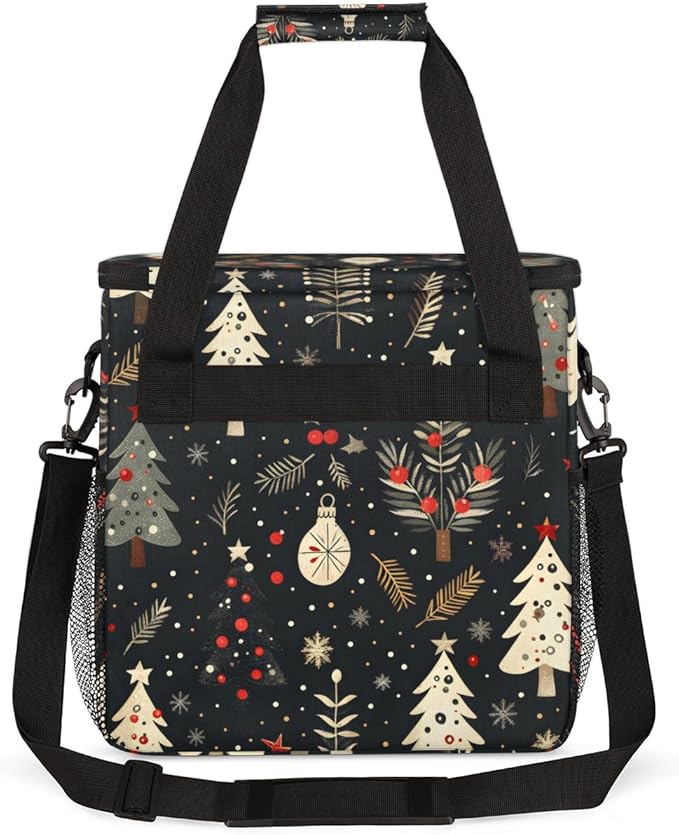 Graffiti Xmas Tree Coffee Maker Carrying Bag Portable Travel Storage Tote Bag Compatible with K-Mini or K-Mini Plus Single Serve Coffee Brewer Carrying Case with Multiple Pockets &amp Shoulder Stra