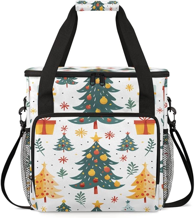 Xmas Tree Coffee Maker Carrying Bag Christmas Gift Travel Storage Bag Compatible with K-Mini or K-Mini Plus Single Serve Coffee Brewer Carrying Case with Multiple Pockets &amp Shoulder Strap