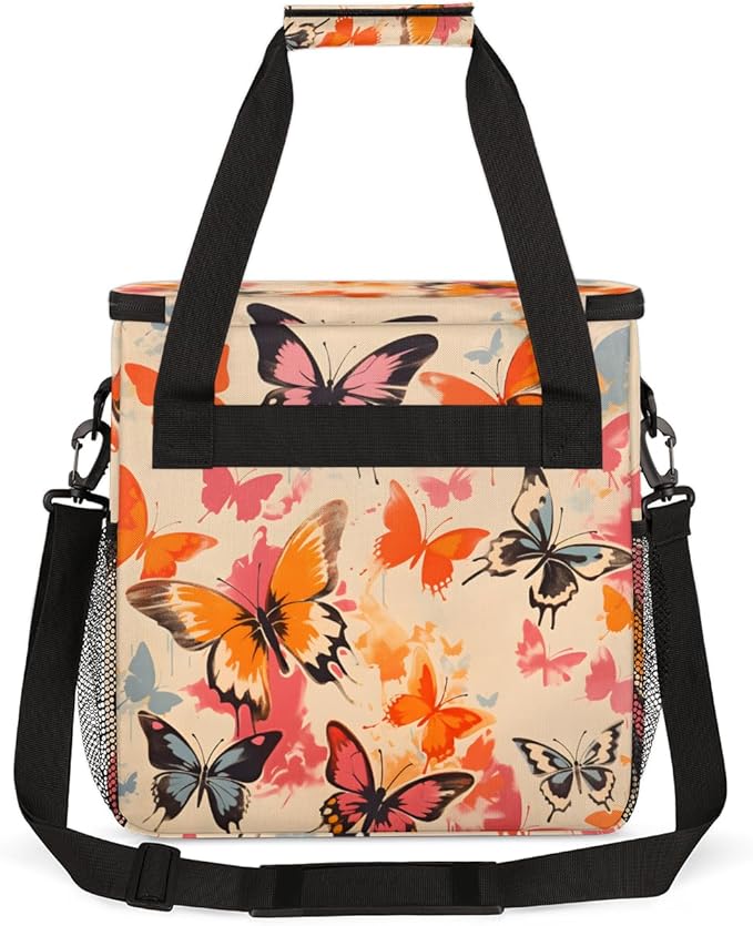Watercolor Butterfly Coffee Maker Carrying Bag Abstract Butterfly Travel Storage Bag Compatible with K-Mini or K-Mini Plus Single Serve Coffee Brewer Carrying Case with Pockets &amp Shoulder Strap