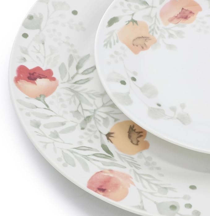 Elama Poppy 12 Piece Porcelain Dinnerware Set Service for 4
