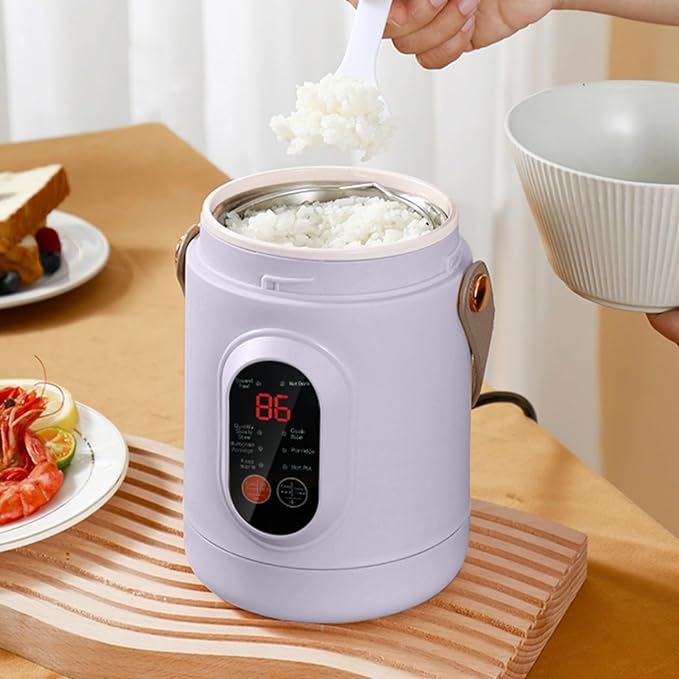 Multi-functional Health Pot Rice Cooker 500W Mini Portable Kettle Ceramic Glaze Inner with Steamer Small Slow Cooker with 12-Hour Reservation Function Kitchen Accessories For Porridge Soup (Purp