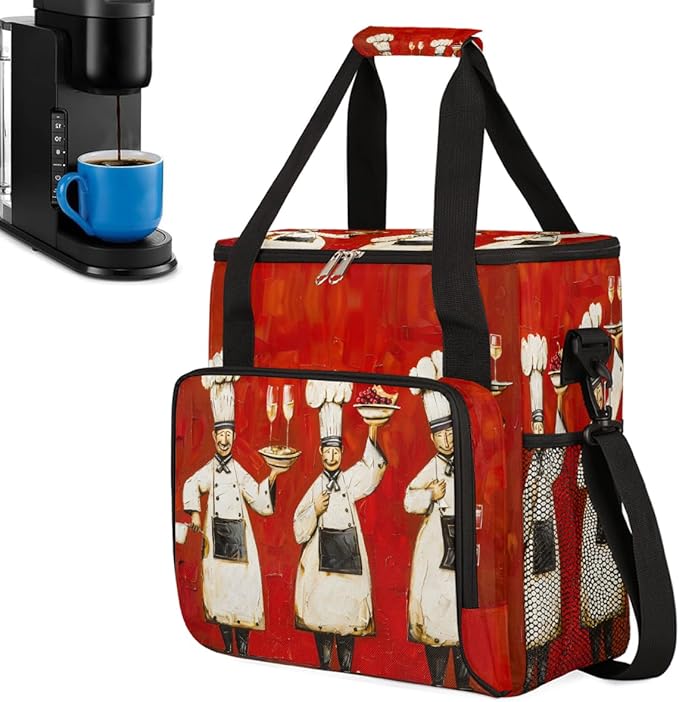 Wine Chef Food Coffee Maker Carring Bag Travel Carrying Storage Tote Bag Compatible with Keurig K-Mini or K-Mini Plus Portable Single Serve Coffee Brewer Case with Pockets for K-cup Pods