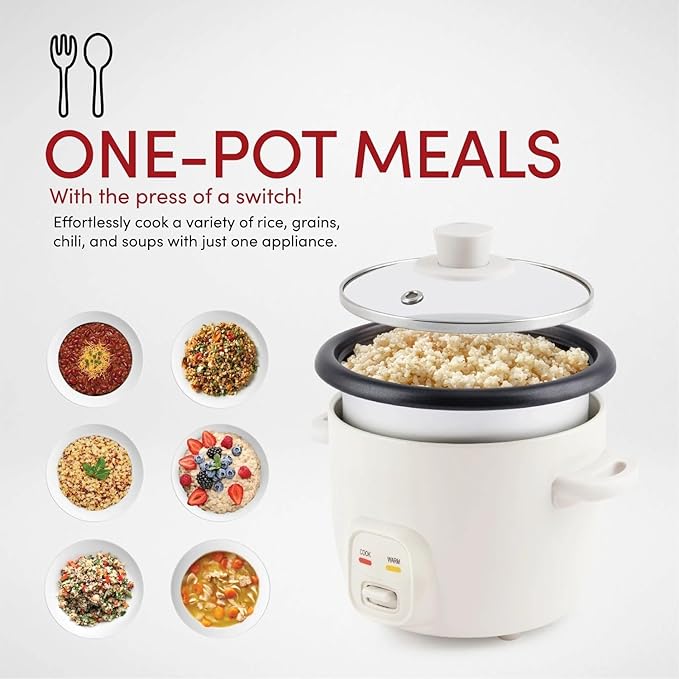 4-Quart Electric Rice and Grain Cooker White 4-Cup Cooked Capacity