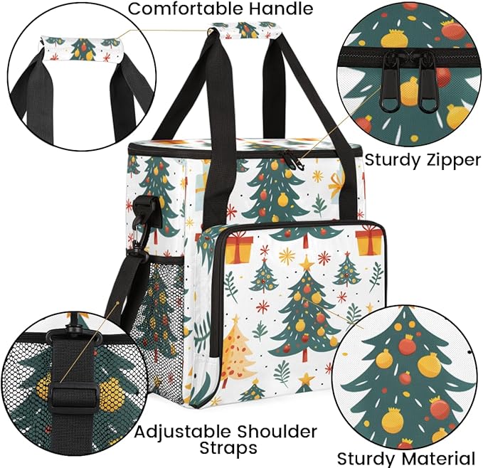 Xmas Tree Coffee Maker Carrying Bag Christmas Gift Travel Storage Bag Compatible with K-Mini or K-Mini Plus Single Serve Coffee Brewer Carrying Case with Multiple Pockets &amp Shoulder Strap