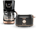 Haden Dorset 2 Slice Wide Slot Stainless Steel Toaster Bundled with 12 Cup Programmable Drip Coffee Maker Coffee Machine Black &amp Copper