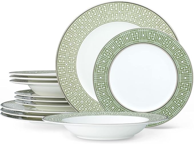 Noritake Infinity Green Platinum 12-Piece Dinnereware Set Service for 4
