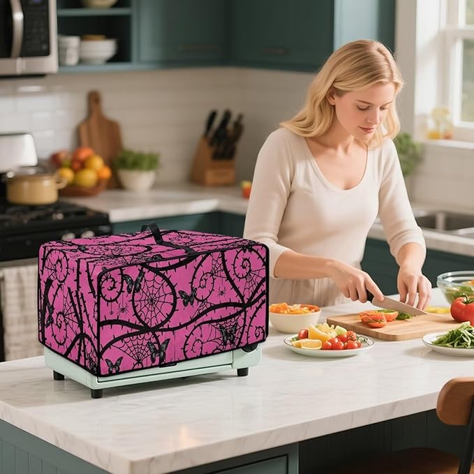 Doojoayie Small Appliance Cover 4 Slice Toaster Cover Bramble &amp Butterfly Print Kitchen Decoration Dust-proof Appliance Protector for Toaster Oven/Kitchen Appliance/Air Fryer