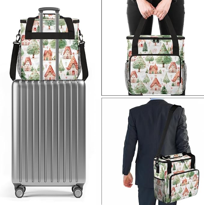 Xmas Tree Coffee Maker Carrying Bag Mystical Tree Travel Storage Bag Compatible with K-Mini or K-Mini Plus Single Serve Coffee Brewer Carrying Case with Multiple Pockets &amp Shoulder Strap