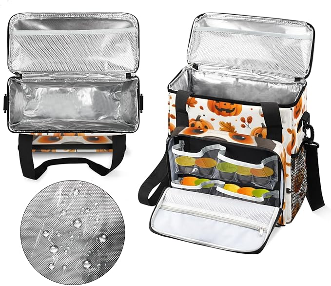 Retro Pumpkin Coffee Maker Carrying Bag Graffiti Pumpkin Travel Storage Bag Compatible with K-Mini or K-Mini Plus Single Serve Coffee Brewer Carrying Case with Multiple Pockets &amp Shoulder Strap