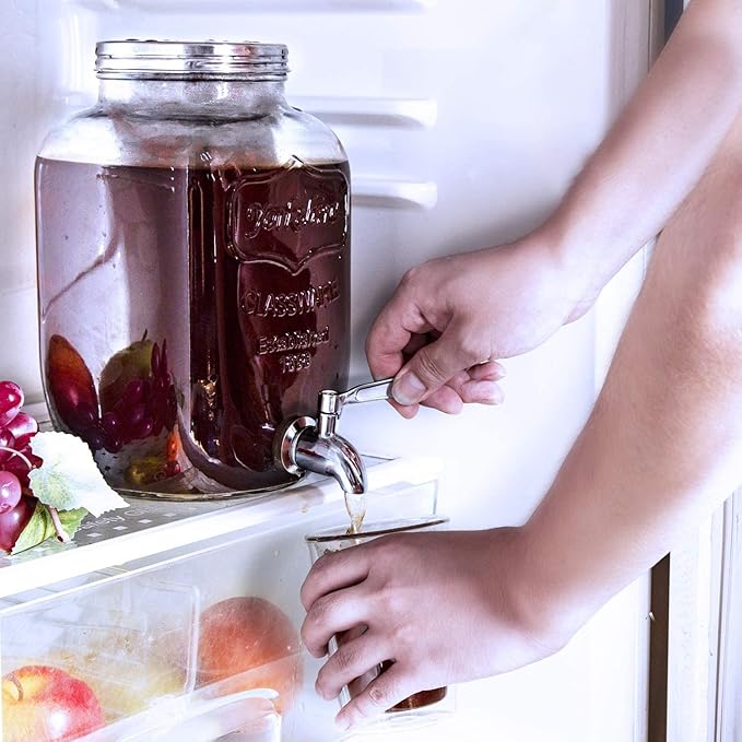 1 Gallon Cold Brew Coffee Maker with Thick Glass Carafe &amp Stainless Steel Mesh Filter and Spigot - Premium Iced Coffee Maker Cold Brew Pitcher &amp Tea Infuser