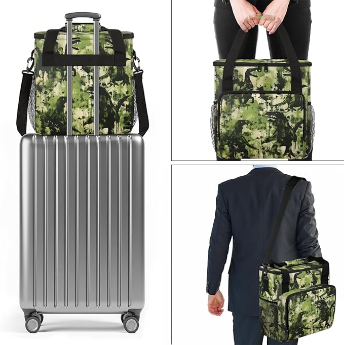 Camouflage Dinosaur Coffee Maker Carrying Bag Portable Travel Storage Tote Bag Compatible with K-Mini or K-Mini Plus Single Serve Coffee Brewer Carrying Case with Multiple Pockets &amp Shoulder Str