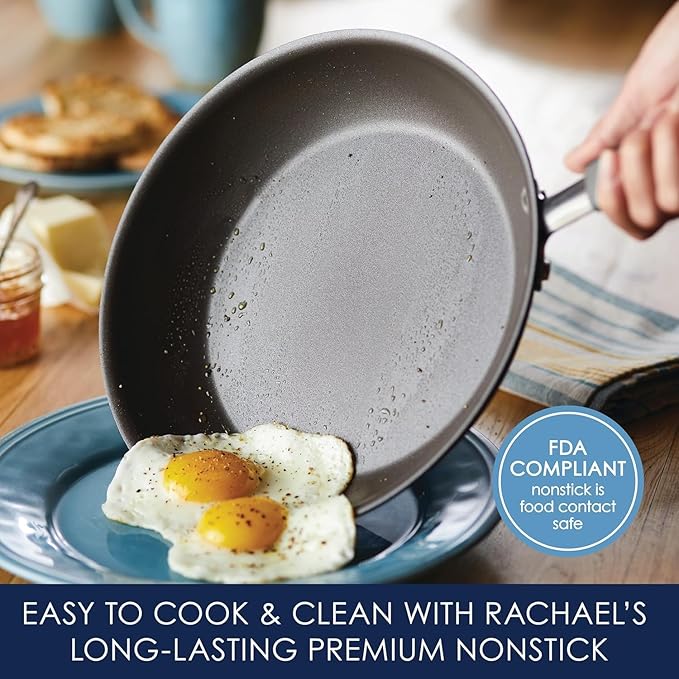 Rachael Ray - 16802 Rachael Ray Cucina Nonstick Cookware Pots and Pans Set 12 Piece Sea Salt Gray
