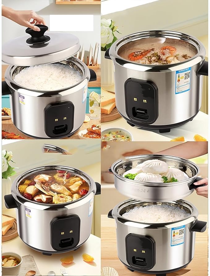 Electric cooker Rice Cooker Home Intelligent Insulation Multi-function 304 Stainless Steel Inner Pot Spoon Steamer And Measuring Cup Dormitory Small Appliances(3L)