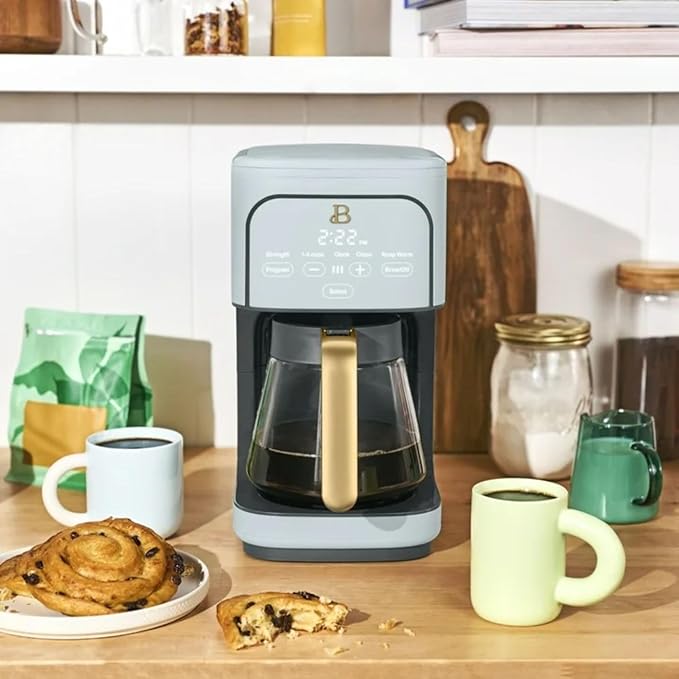 12-Cup Programmable Coffee Maker with 24h Timer &amp Brew Strength Settings Drip Brewer for Rich Flavor (Hydrangea)