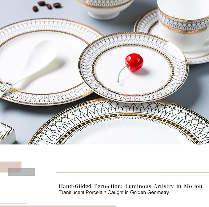 bone china dishes set service for 2 8 pieces gold trim dinnerware set elegant plate sets for anniversary business banquet housewarming