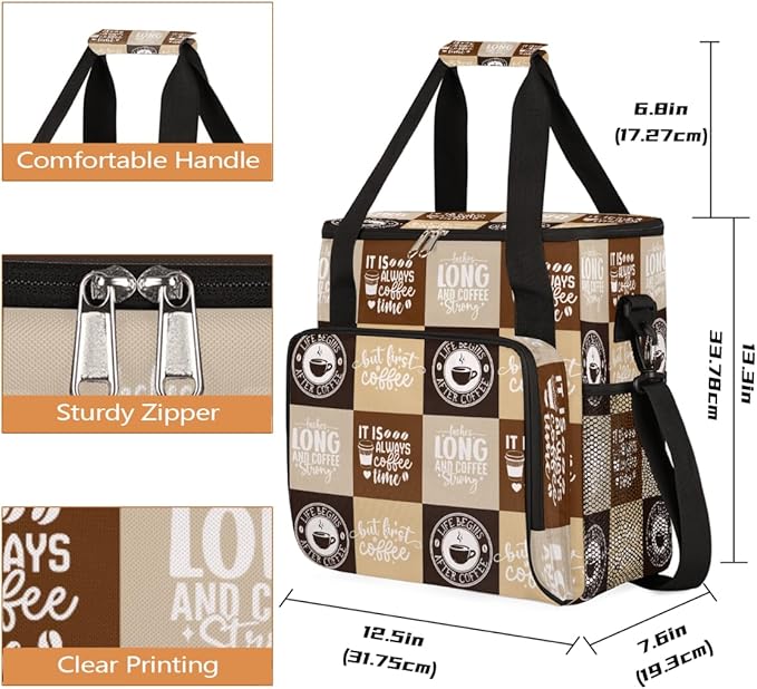 cfpolar Coffee Brown Coffee Maker Carrying Bag Coffees Machine Travel Storage Bag Compatible with K-Mini or K-Mini Plus Portable Single Serve Coffees Brewer Case with Pockets for K-Cup Pods
