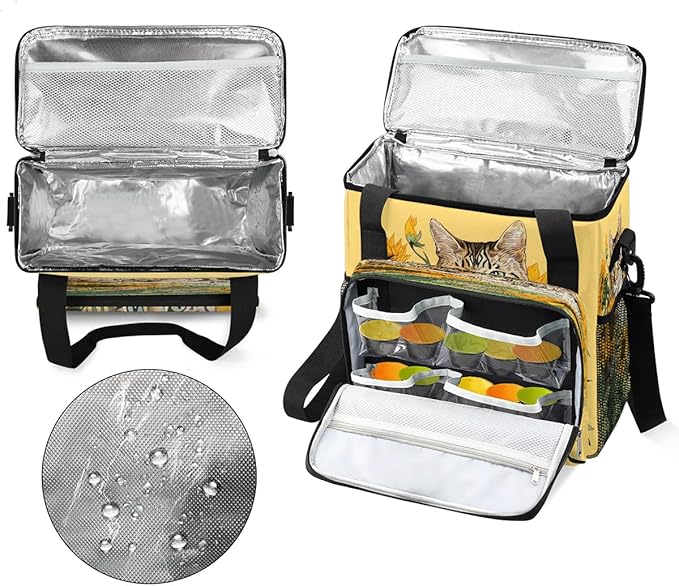 Cat and Sunflower Coffee Maker Carrying Bag for Keurig K-Mini or K-Mini Plus Storage Portable Coffee Maker Travel Bag