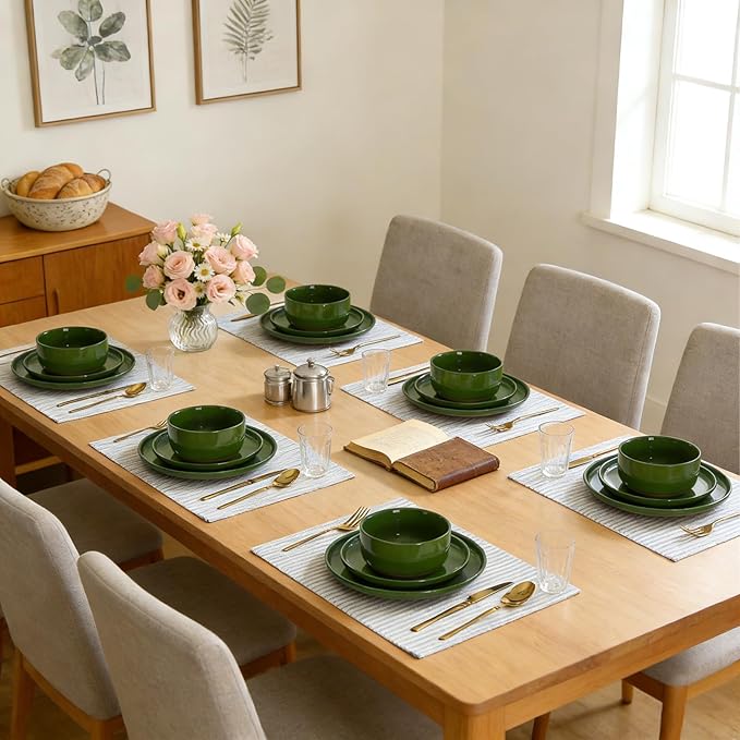 GZG Ceramic Dinner Salad Plates Set of 4 8 Inch Speckled Dinnerware Dessert Plates with Clay-Tone Base Microwave Oven Dishwasher Safe