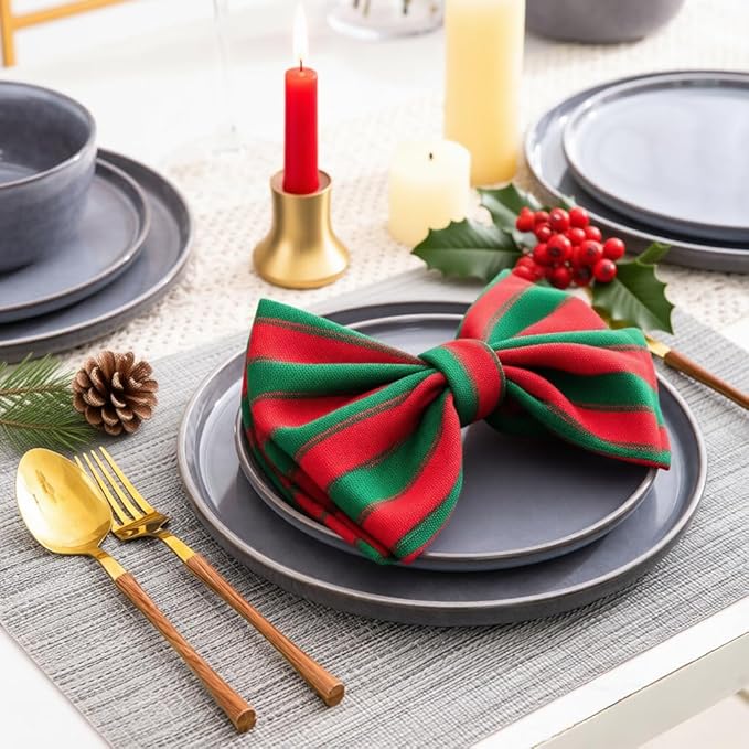 AmorArc Stoneware Dinnerware SetsRound Reactive Ceramic Plates and Bowls SetsHighly Scrath Resistant | Dishwasher &amp Microwave Safe DishesService for 4 (12pc)