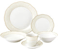 Stylish and Elegant 24 Pieces Porcelain Dinnerware Set Service for 4 People for Hosting Parties and Events - Tova 24 Piece Wavy