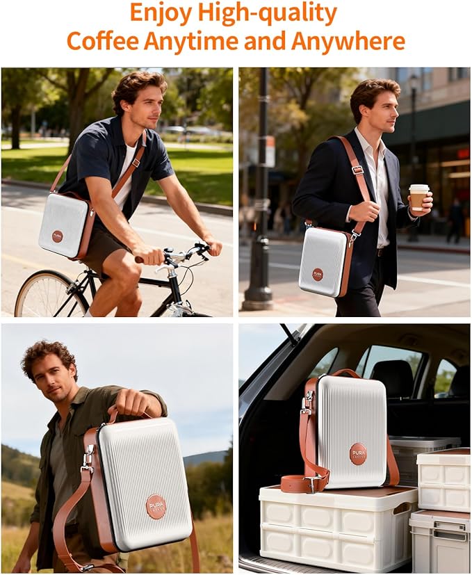 Portable Espresso Machine Carrying Bag EVA &amp PU Travel Coffee Maker Bag with Dual Crossbody &amp Handheld Straps for Travel Espresso Maker RV Car Camping Travelling Hiking Office Home