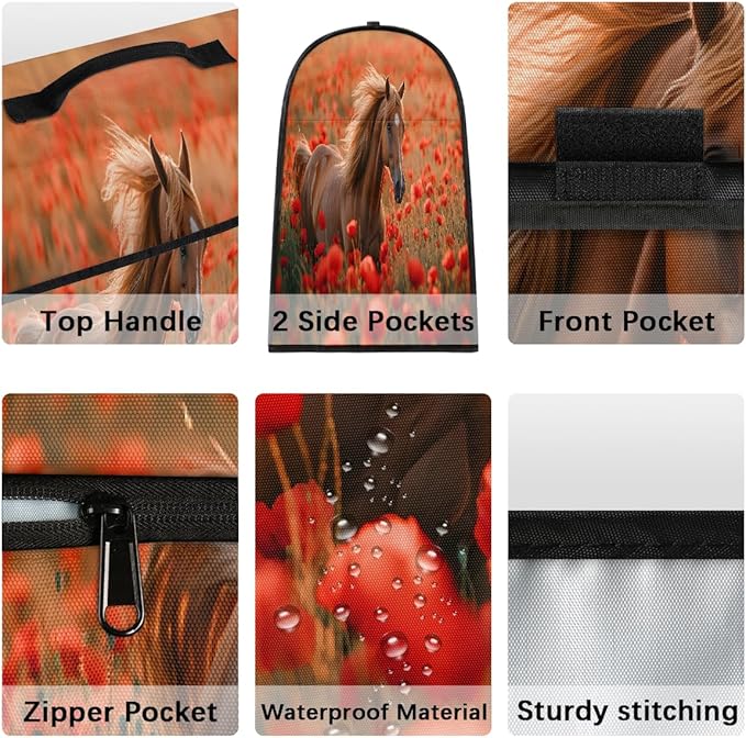 cfpolar Kitchen Aid Mixer Cover Compatible with 6-8 Quarts Animal Horse Red Flower Stand Mixer Cover Kitchen Aid Mixers Accessories Appliance Organizer Bag Dust Covers with Zipper Pocket