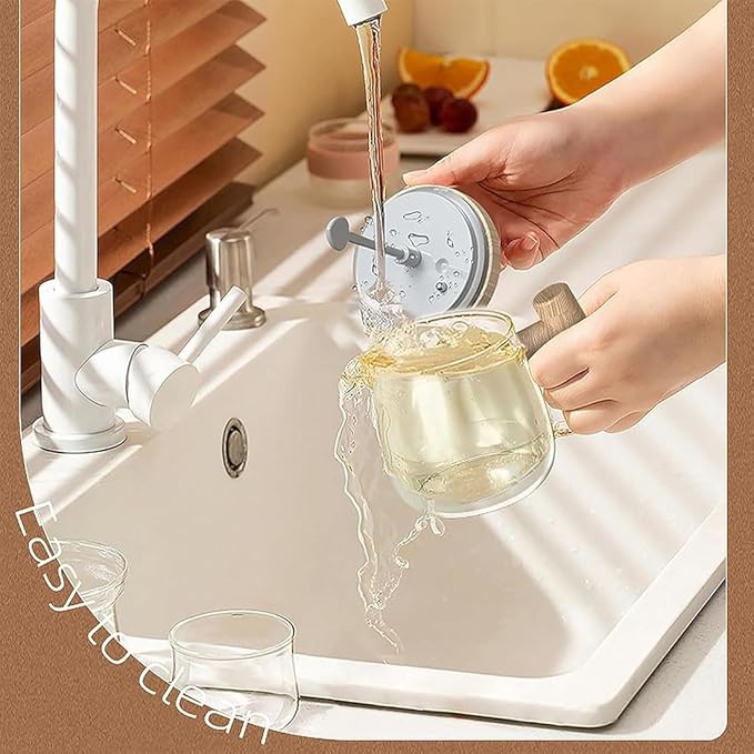 Electric High Speed Mixing Cup 13.5oz 7000 RPM Self Stirring Coffee Mug Heat-Protection Glass Coffee Blender with Lid 45 dB for Office/Travel/Home (Amber x 2)