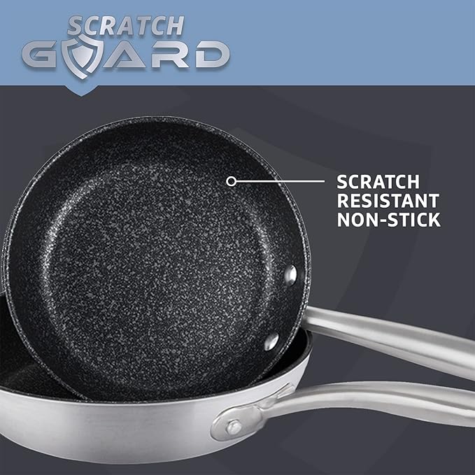 Prestige Scratch Guard Non Stick Milk Pan with Pouring Lip 14cm - Stainless Steel Milk Pan Scratch Resistant Suitable for All Hobs Oven &amp Dishwasher Safe Durable Cookware