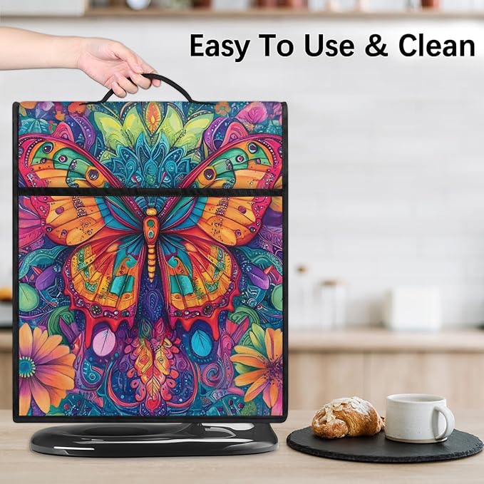 Kitchen Aid Mixer Cover Animal Butterfly Color Flowers Stand Mixer Cover Compatible with 6-8 Quarts Stand Mixers Dust Covers with Zipper Pocket Foldable Washable Kitchen Aid Organizer Bag