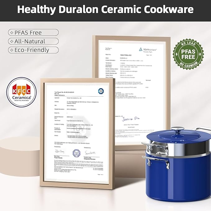 Nuwave Lux 13pc Forged Lightweight Cookware Set PFAS Free Healthy G10 Duralon Ceramic Coating Ultra Non-Stick Stay-Cool Handles Works on All Cooktops &amp Induction Ready
