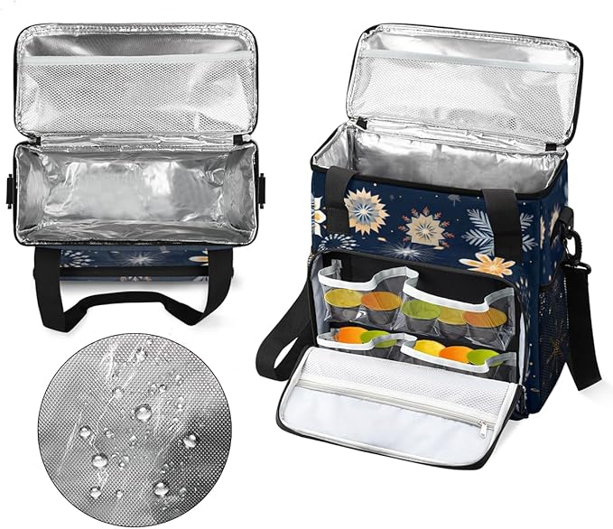 Christmas Snowflakes Coffee Maker Carrying Bag Mystical Snowflakes Travel Storage Bag Compatible with K-Mini or K-Mini Plus Single Serve Coffee Brewer Carrying Case with Pockets &amp Shoulder Strap
