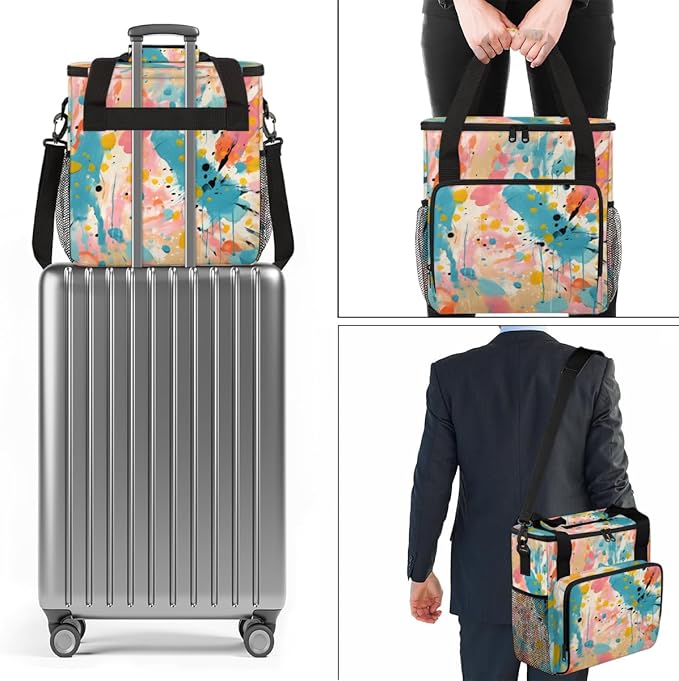 Tie Dyeing Coffee Maker Carrying Bag Portable Travel Storage Tote Bag Compatible with K-Mini or K-Mini Plus Single Serve Coffee Brewer Carrying Case with Multiple Pockets &amp Shoulder Strap