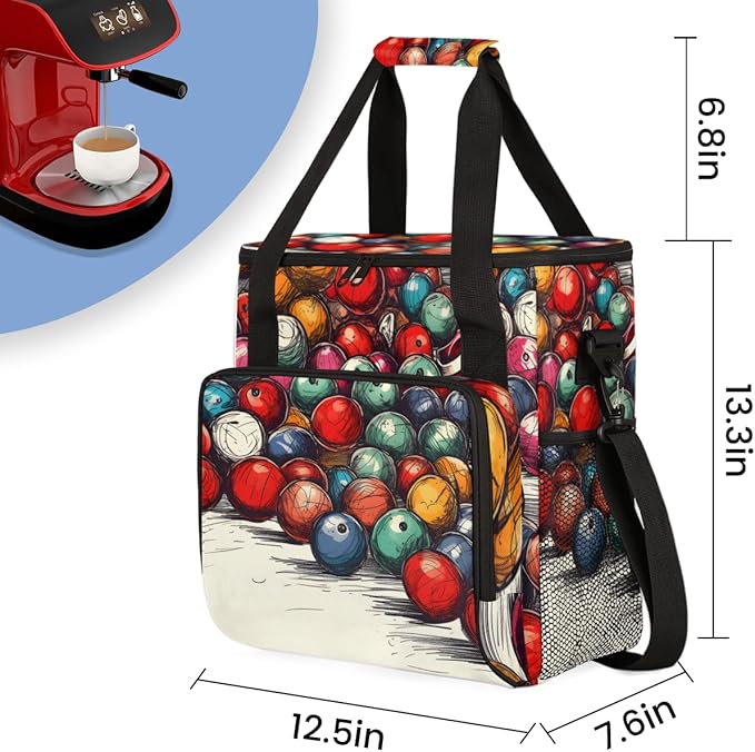 Graffiti Sport Ball Coffee Maker Carrying Bag Portable Travel Storage Tote Bag Compatible with K-Mini or K-Mini Plus Single Serve Coffee Brewer Carrying Case with Multiple Pockets &amp Shoulder Str