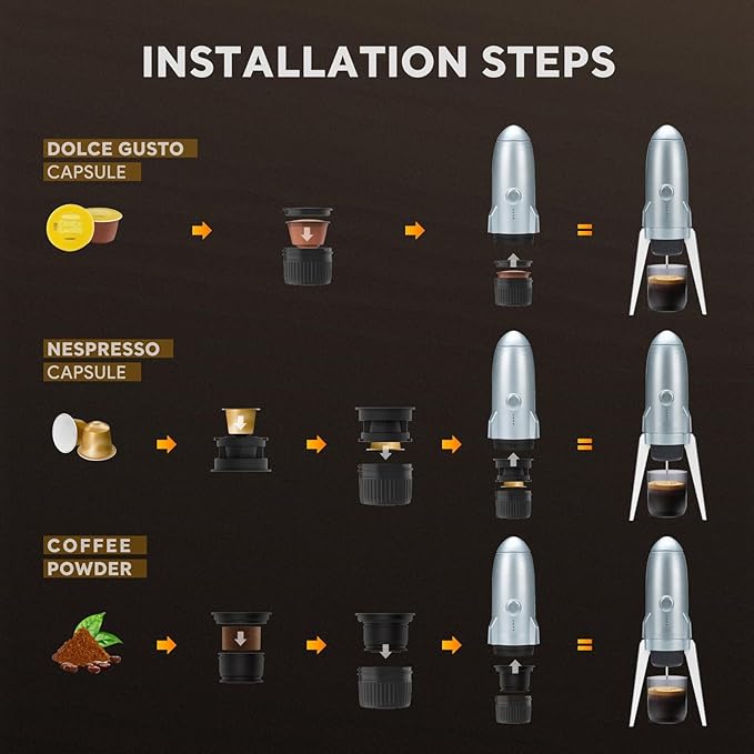 Espresso Machine and Rechargeable Coffee Pods Machine Texture Suitable for Quick Brewing Rechargeable Coffee Maker